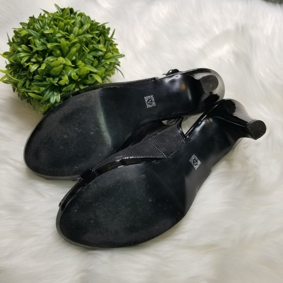 Anne Klein Black with Silver Emblem High Heels - Picture 3 of 4